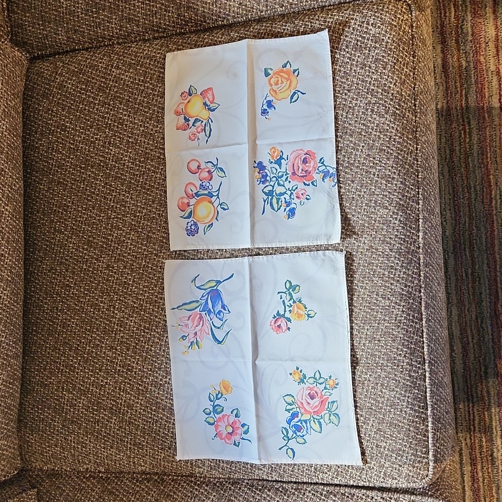 Two Vintage hand made napkins.